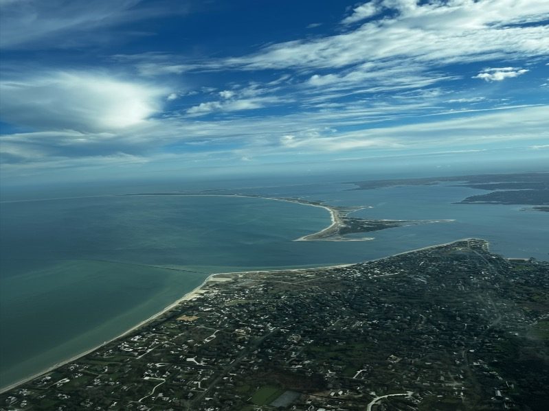 Nantucket from the air: the harbor, Coatue and the town